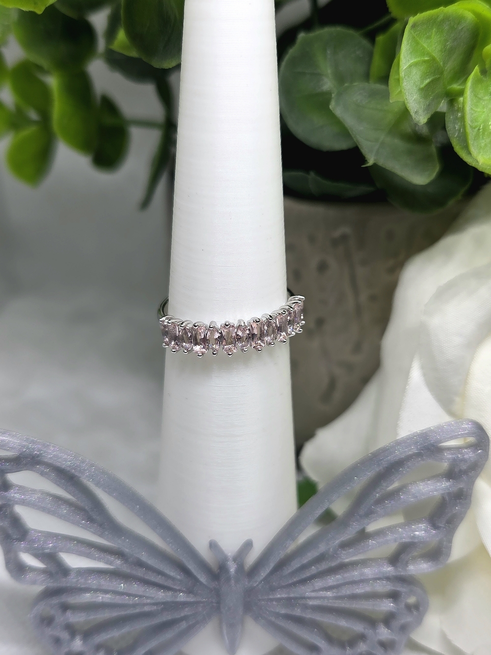 BP Pink Morganite Ring On Rhodium Plating